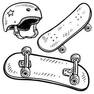 滑板设备素描