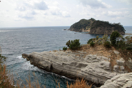 tombolo Sanshiro 群岛, 堂岛, 静冈县, 日本