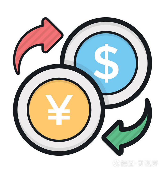 货币交换彩色的矢量图标插画-正版商用图片05esvc-摄图新视界
