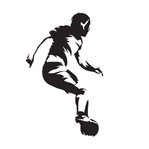 欧洲足球运动员与球, 足球。抽象向量 silh