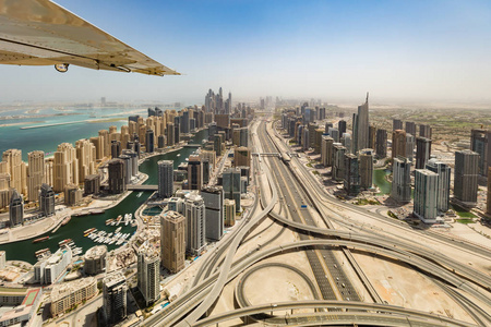 迪拜滨海市中心鸟瞰图, 全景从飞机窗口