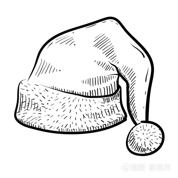 圣诞老人帽子或睡帽素描插画-正版商用图片05f2sd-摄图新视界