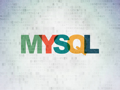 软件的概念 数字数据纸张背景上的 Mysql