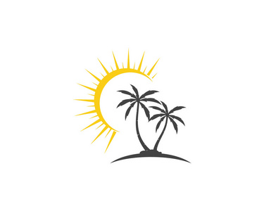 棕榈树夏天 logo 模板矢量插图