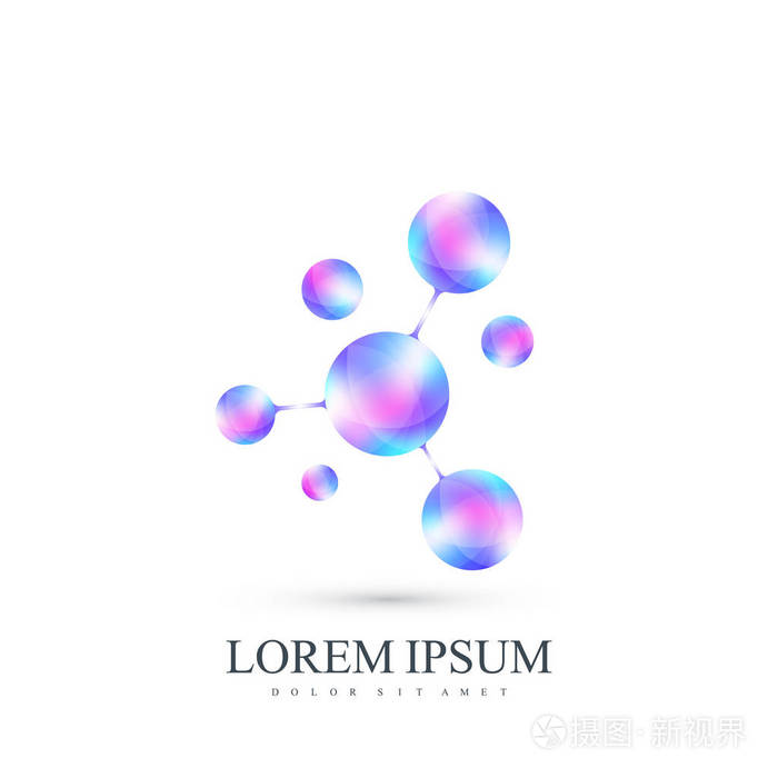 3d标识图标dna和分子原子神经元医学科学技术化学生物技术的矢量模板