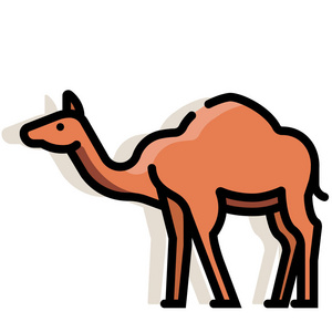 线条色彩设计中的骆驼向量图解