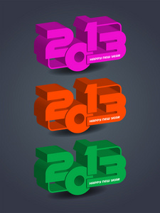 组的创意快乐新的一年 2013年设计元素的三种颜色