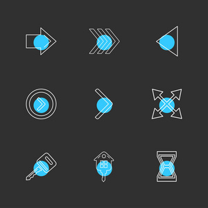 箭头方向指针创意图标集, 矢量设计平面收藏