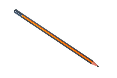橙色黑色铅笔被隔离在白色背景上
