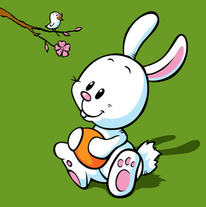 白色复活节兔子