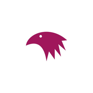 鹰头图标, 鸟标志设计与紫罗兰色, 简单的设计, 矢量图标