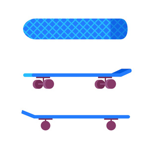 蓝色滑板, 矢量插画