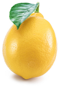 白色背景柠檬叶成熟柠檬果