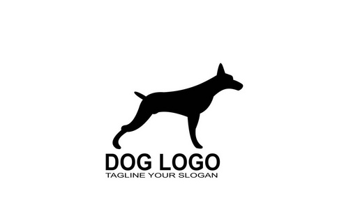 狗的标志, 狗剪影设计, 矢量图标