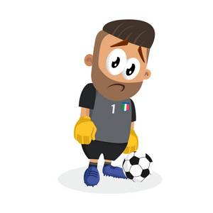 意大利国家足球队吉祥物和背景悲伤的姿态与平面设计风格为您的标志或吉祥物品牌