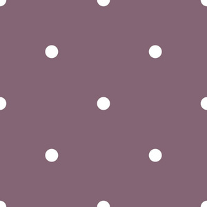 平铺在柔和的紫色粉红色背景上的白色波尔卡圆点的矢量模式