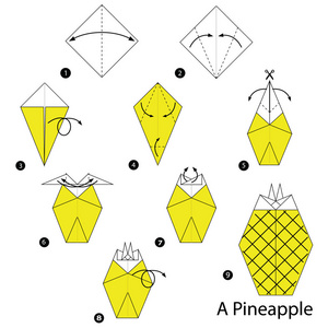 一步一步说明如何制作折纸菠萝图片