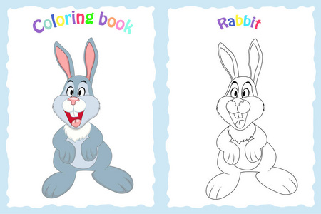 彩色兔学龄前儿童着色书页