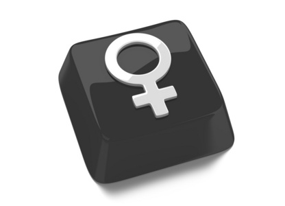 金星白色在黑色的计算机密钥中的符号。3d 插图。孤立的背景
