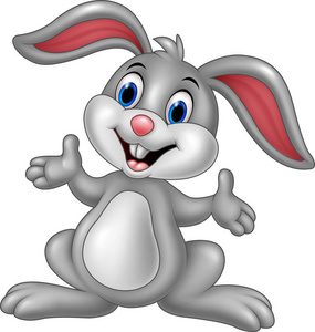 卡通可爱的兔子摆姿势