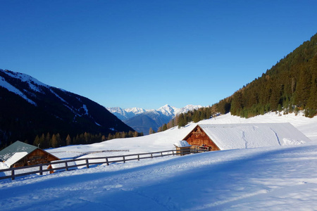 冬季风景围绕 Kemater Alm, Tirol, 奥地利, 欧洲