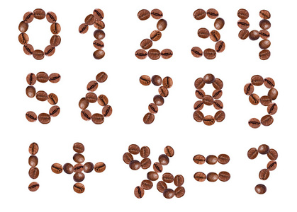 数字和从咖啡豆的迹象