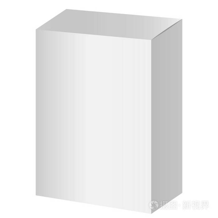 逼真的白色包装盒.空白框在白色背景上被隔离