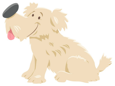 滑稽毛茸茸的米色狗动物字符的卡通例证