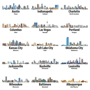 矢量收集美国城市天际线图标