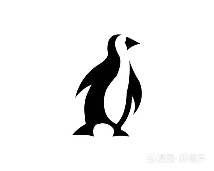 企鹅鸟动物剪影卡通矢量图标