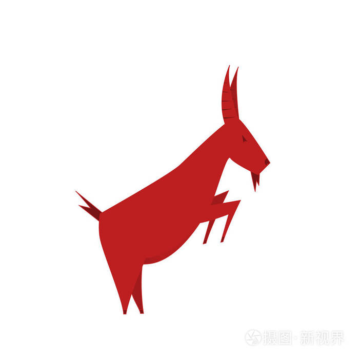 山羊剪影.红色山羊标志-向量例证