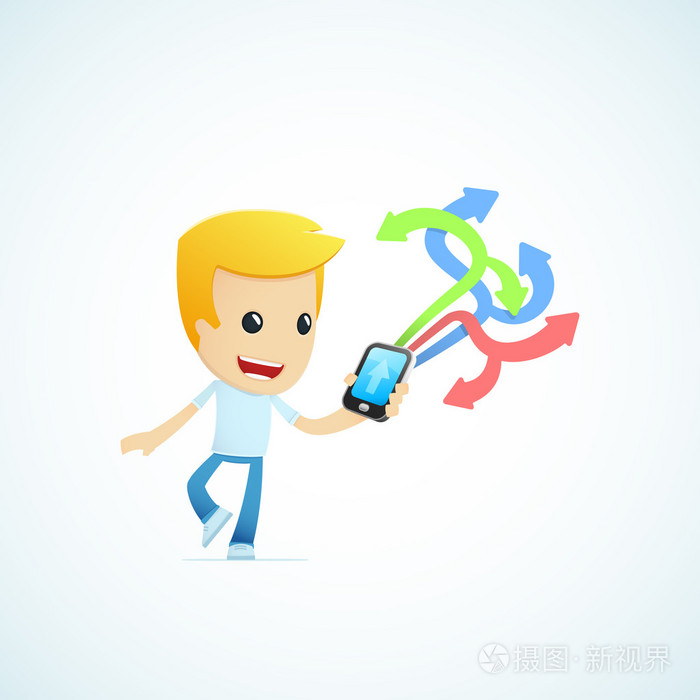 插图与可爱的卡通休闲字符在不同情况下的一套
