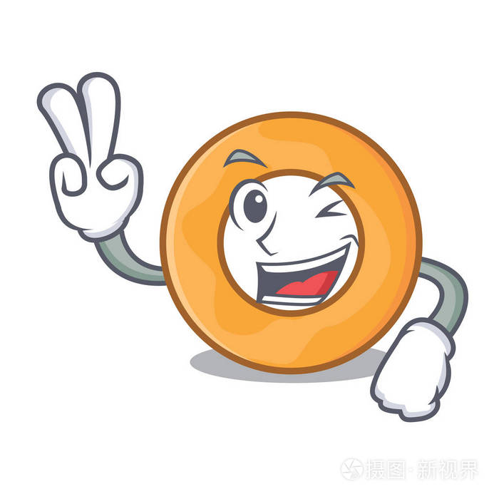 双手指洋葱圈字符卡通矢量插图