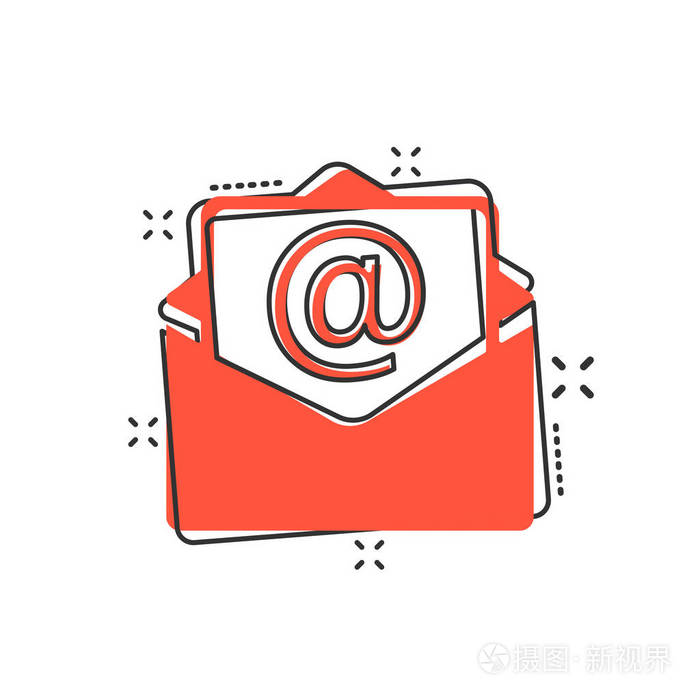 矢量卡通邮件信封图标的漫画风格.电子邮件标志插图象形文字.