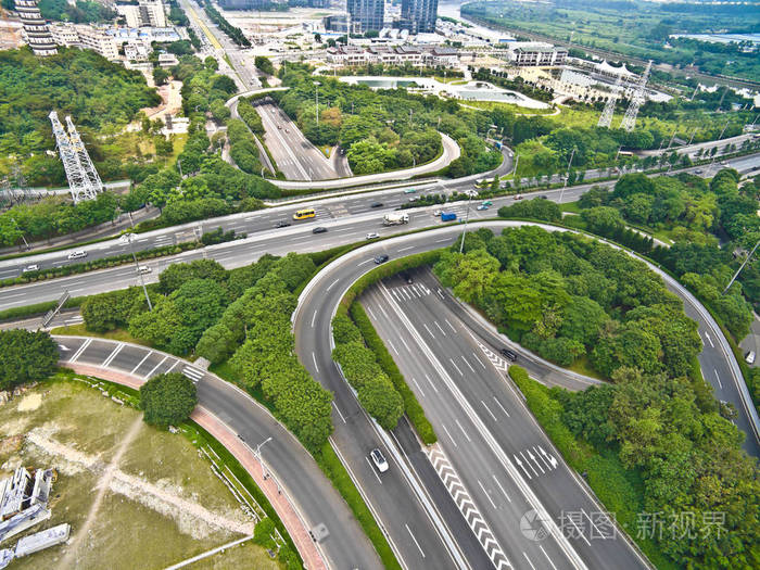 城市高架桥梁道路街景景观航拍鸟瞰景色