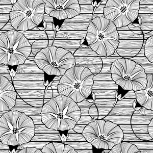 花式手绘旋花花卉无缝图案