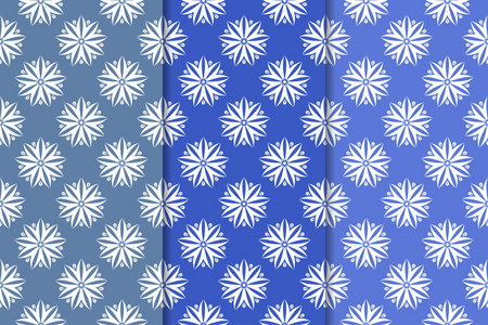 一套花卉装饰品。蓝色垂直无缝图案。墙纸背景