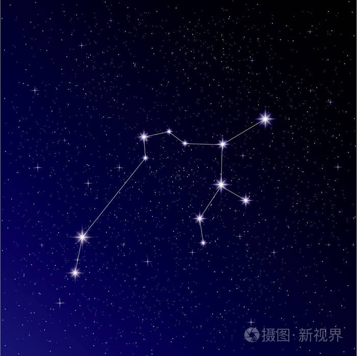 深蓝色背景下夜空中的星座射手座