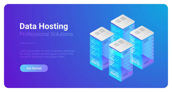 等距平面数据托管服务器矢量图