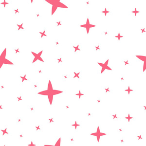 星星图案。矢量无缝背景与水彩粉红色和闪闪发光的金色星星。Eps 10