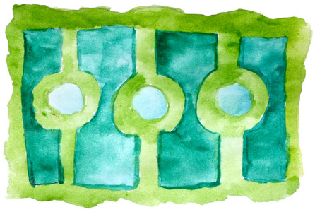 艺术涂抹水彩绿色蓝色图案装饰背景 abstr