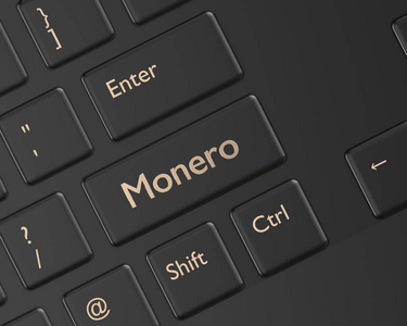 3d. 用 Monero 按钮渲染电脑键盘。Cryptocurrencies 理念