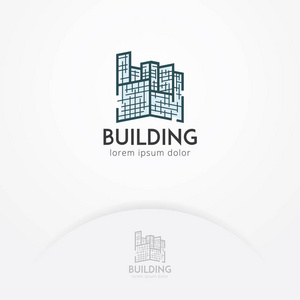 建筑标志, 抽象载体建筑和建筑师以平的样式。建筑与住宅标志模板