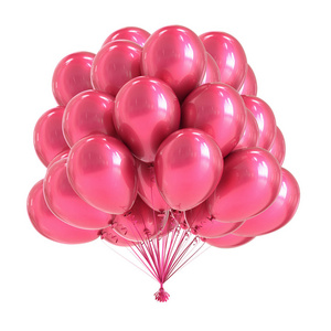 粉红派对气球束浪漫多彩。氦气球生日装饰光泽。节日, 纪念日, 结婚, 婚礼庆祝的象征。3d 插图
