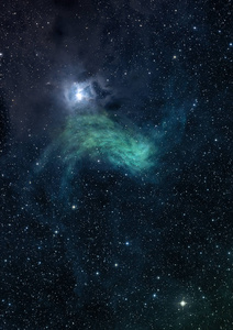 远被照耀着星云和对空间的星盘。由美国国家航空航天局提供的这张图片的元素。3d 渲染