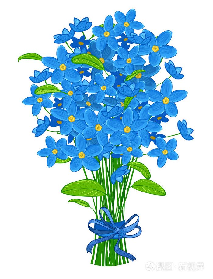 勿忘我花的花束插画-正版商用图片05twau-摄图新视界