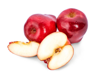 红苹果与滴在白色隔离