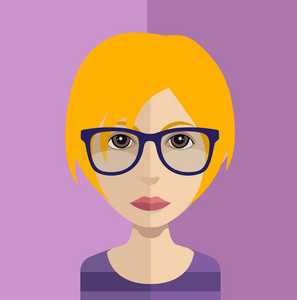 女性头像与发型和眼镜, 矢量插图