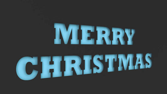 蓝色的圣诞单词用黑色的纸剪下来。3d 渲染插图