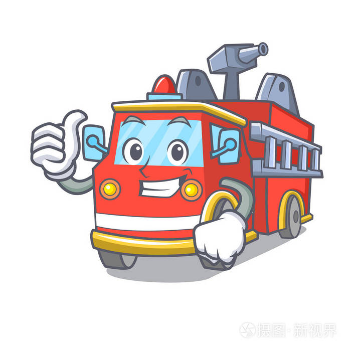 竖起大拇指消防车人物卡通插画-正版商用图片05ud32